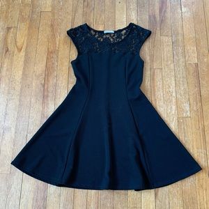 Black lace yoke fit n’ flare dress